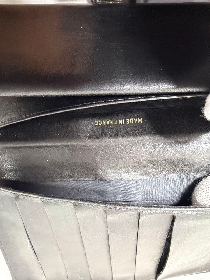 【カード付・希少3番台】CHANEL ラムスキン がま口 二つ折り財布 ブラック