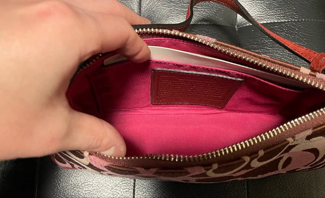 COACH 7027 シグネチャー ピンク×ブラウン リストレット ヴィンテージ