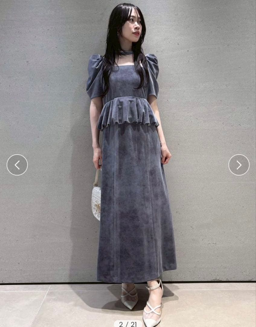 lilybrown ペプラムベロアドレス BLK