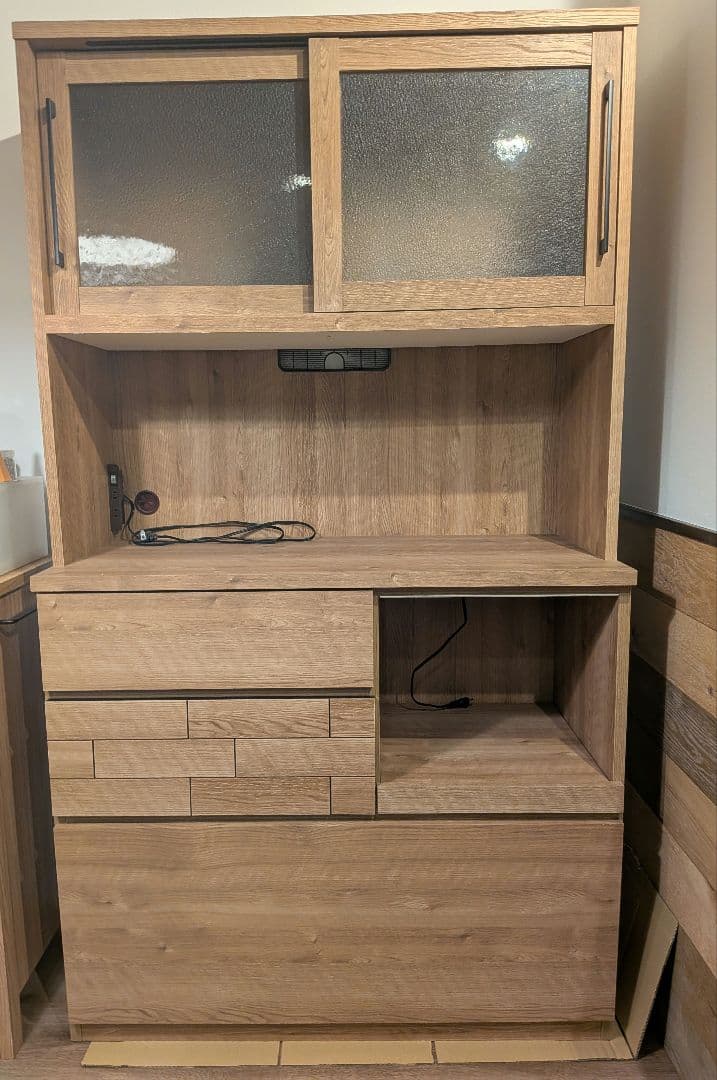 【専用】食器棚　大川家具　木製　幅105cm　奥行45cm　高さ185cm