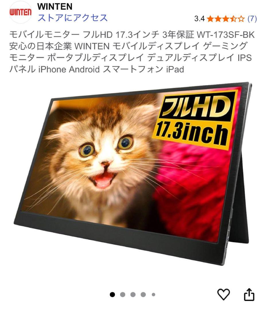 WINTEN フルHD 17.3インチ モニター WT-173SF-BK