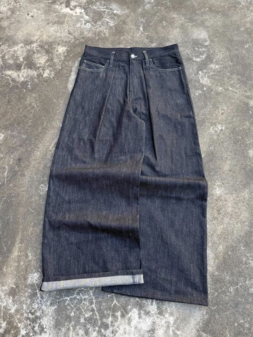 BELVET リジットデニム　ブラック　Lサイズ