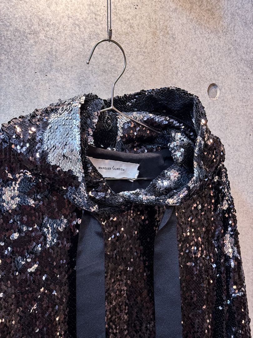 スパンコール フード付きパーカー ブラック