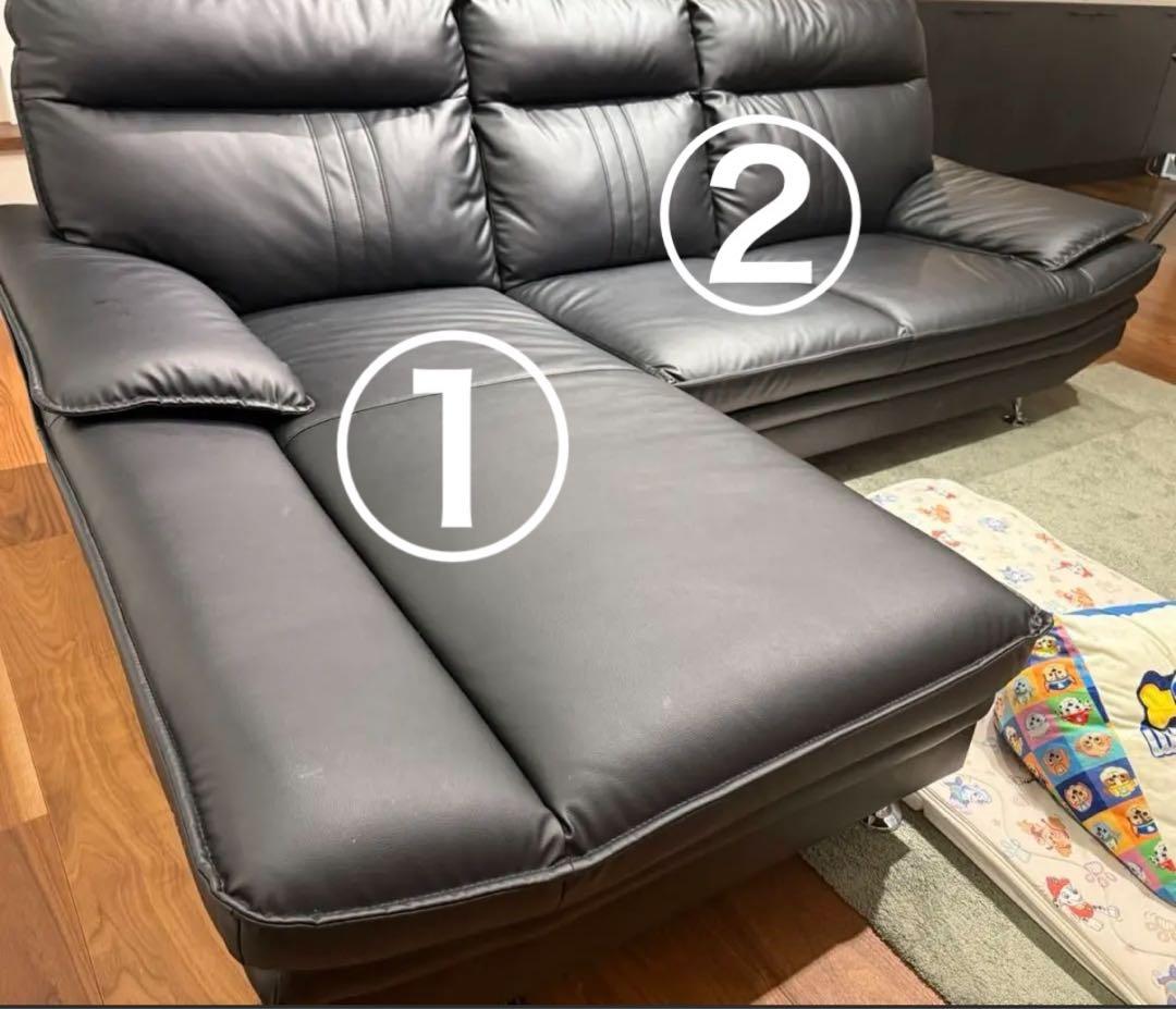 【すんのけし】ブラック コーナーソファ ②