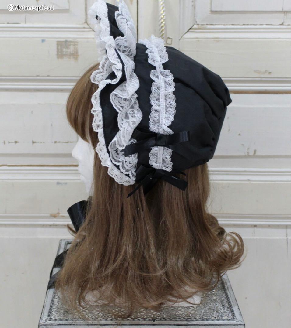 メタモルフォーゼ　無地ラッセルレースつきボンネット ロリータ ロリィタ