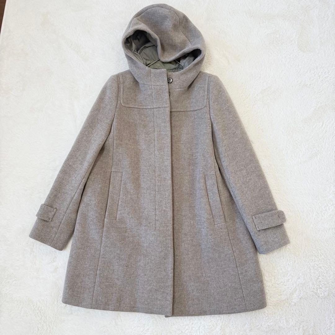 マックスマーラ フーデッドコート 羊毛 アウター 40 グレー イタリア