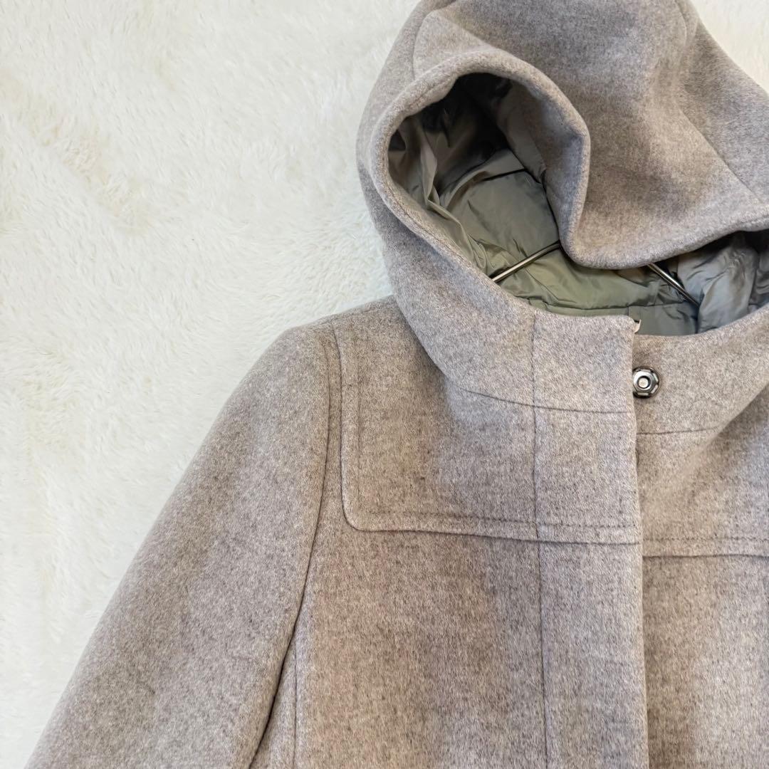 マックスマーラ フーデッドコート 羊毛 アウター 40 グレー イタリア