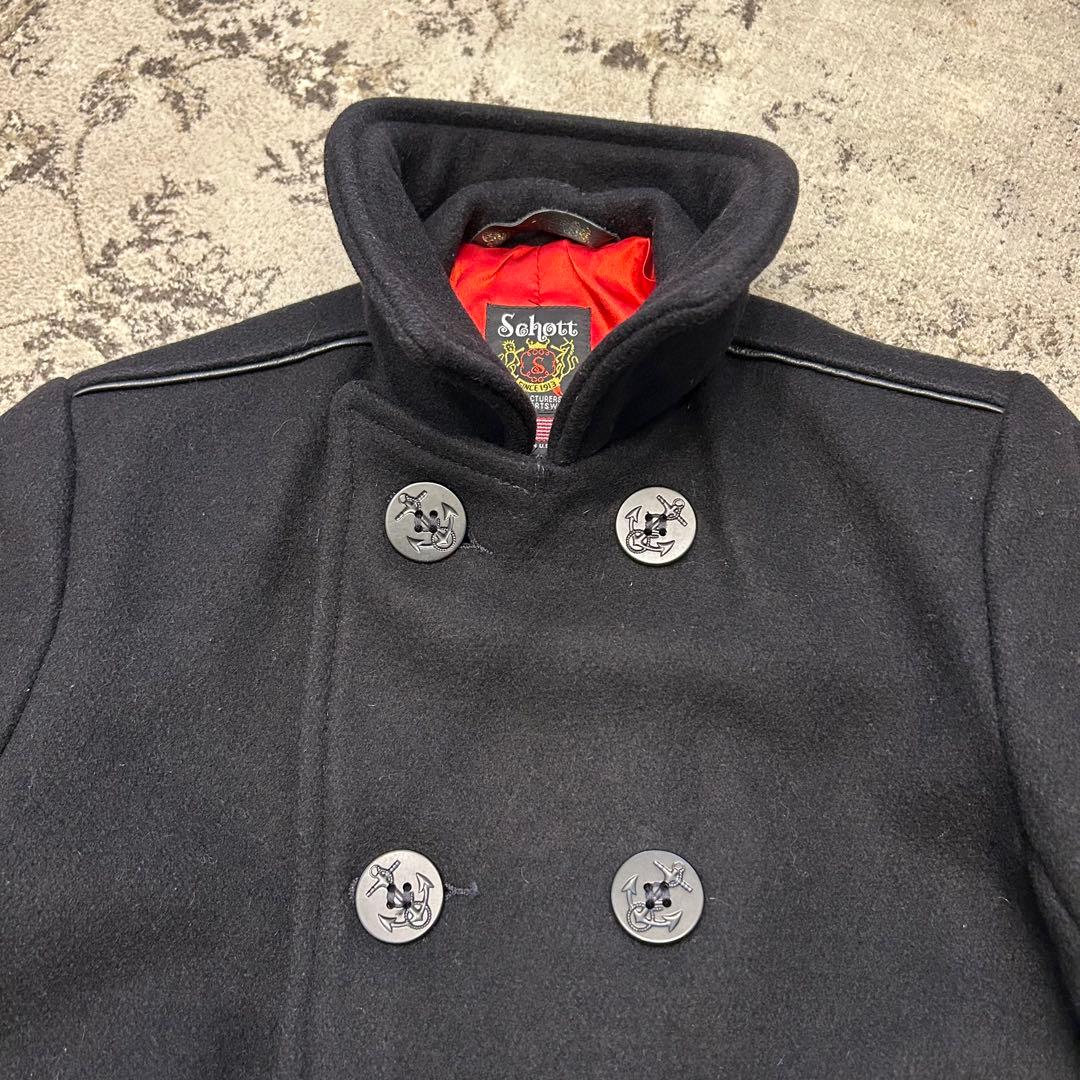 ポン　Schott ショット レザーパイピング ピーコート 36 S相当