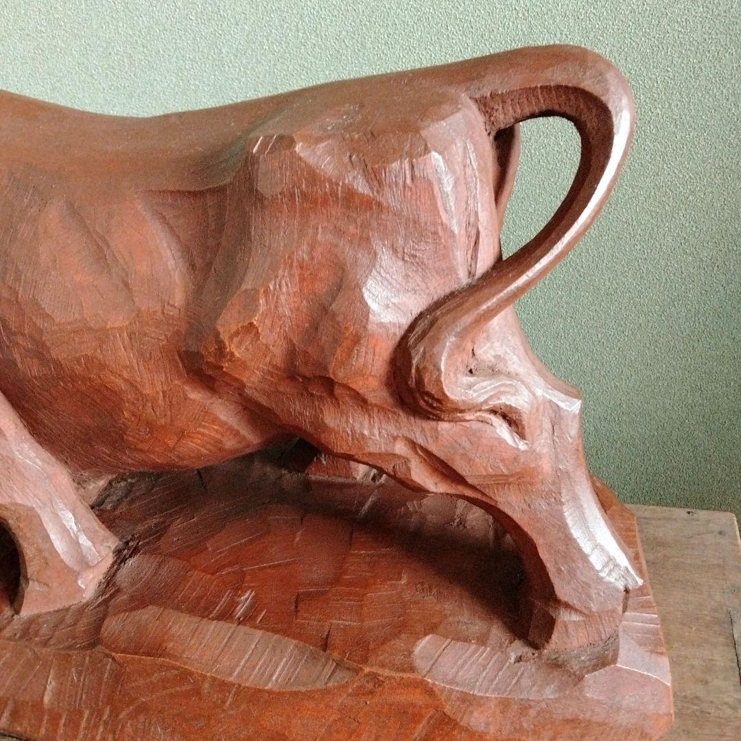 木彫　牛の彫刻　西田秀　木彫牛　井波彫刻