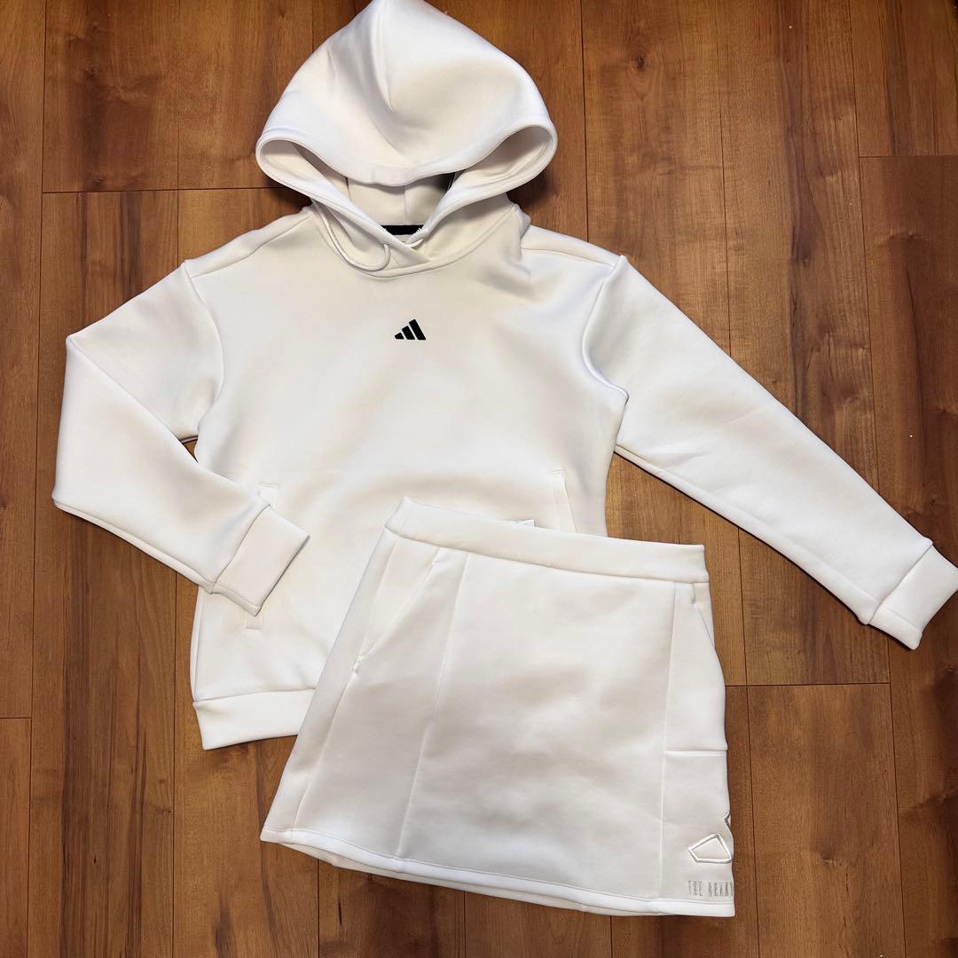 ダンボールニット　セットアップ　ビッグアディダスロゴ　春秋冬　 長袖　フード付き