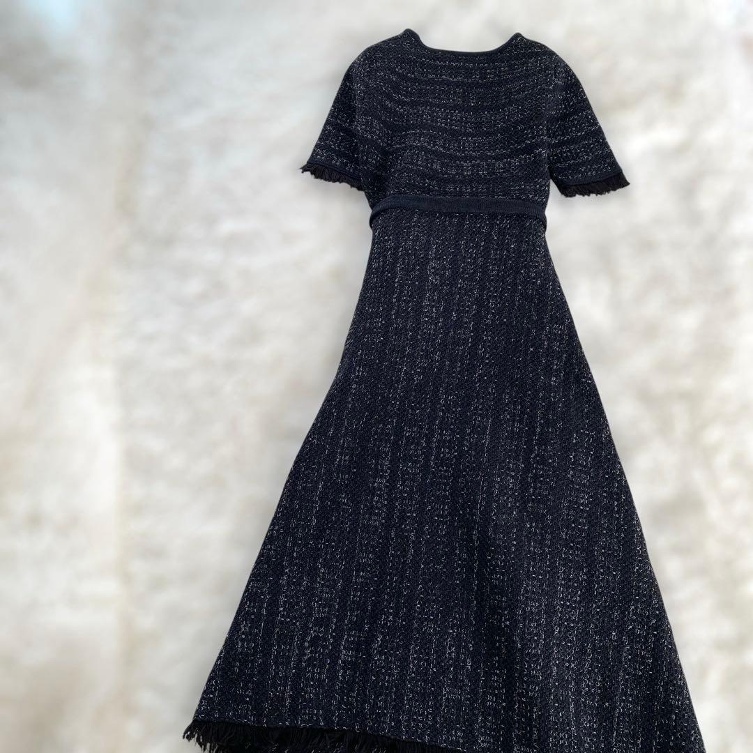 完売美品L’AUBE BLANC Tweed knit Wrap dress
