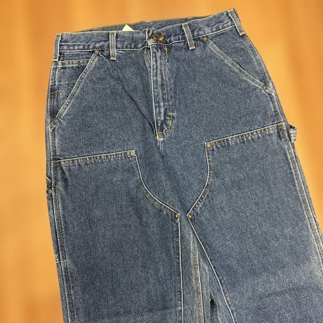 希少90's USA製 Carharttダブルニー デニム32x34 未使用