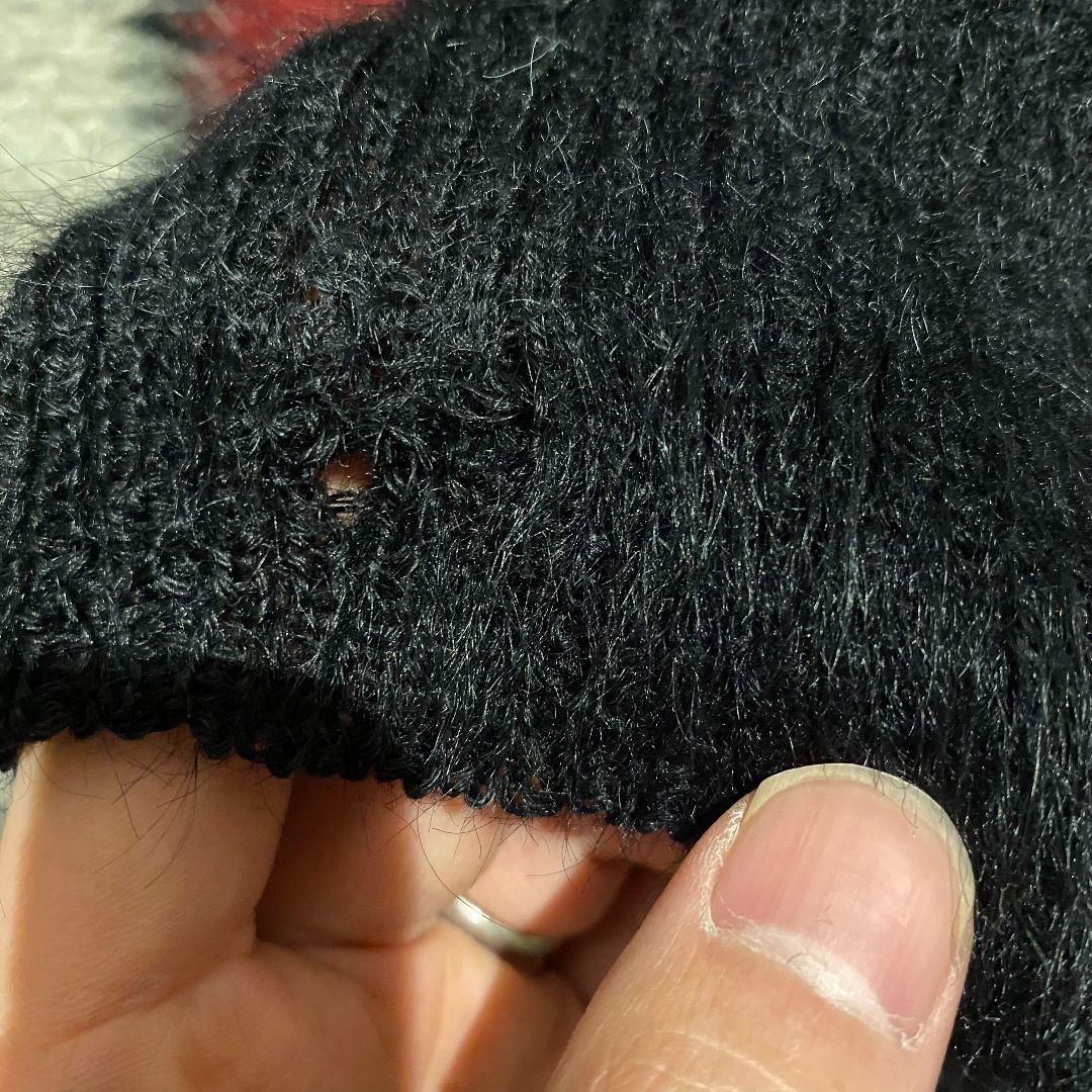 60s　ビンテージ　モヘア　ブラック　毛足長