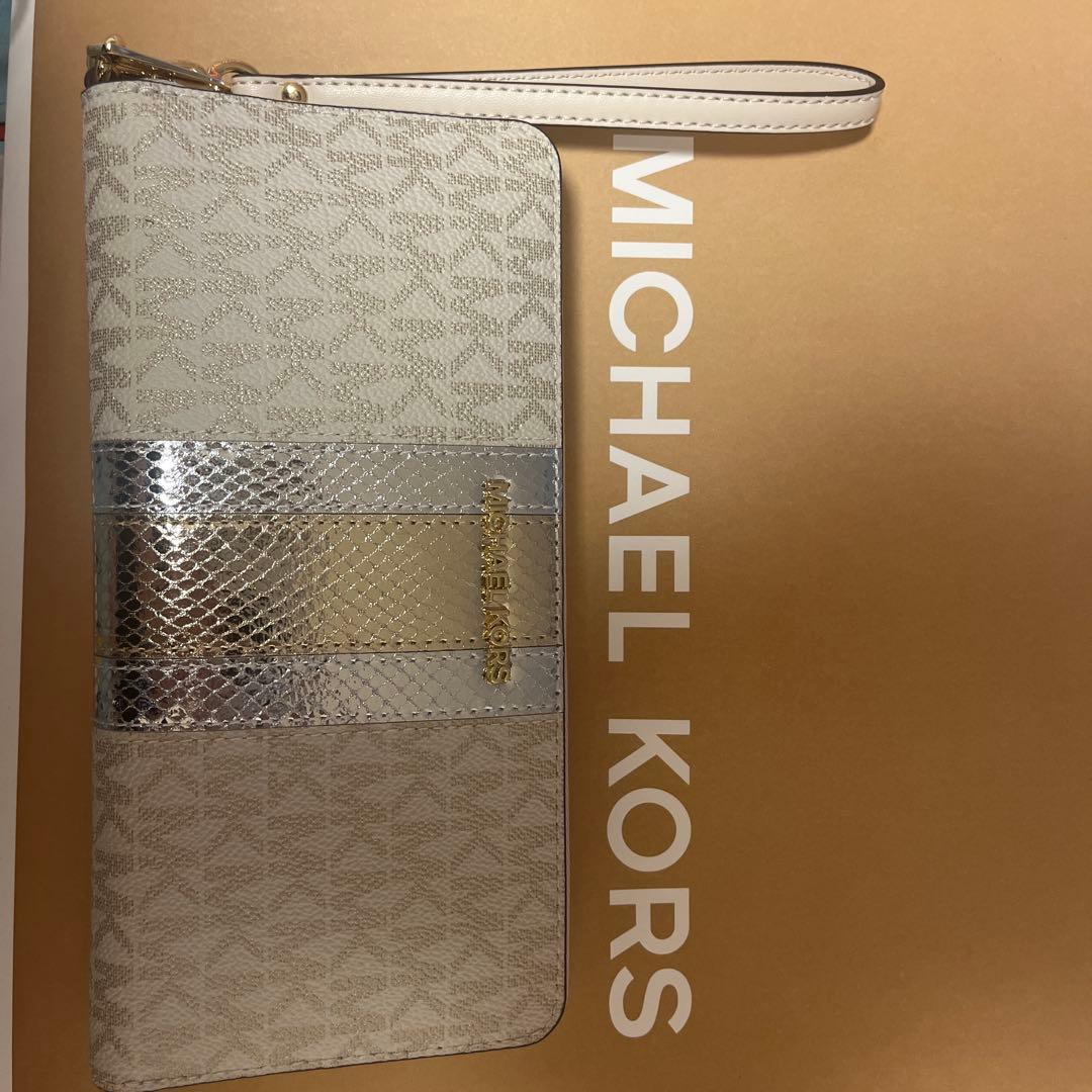 MICHAEL KORS 長財布 ホワイト/シルバー