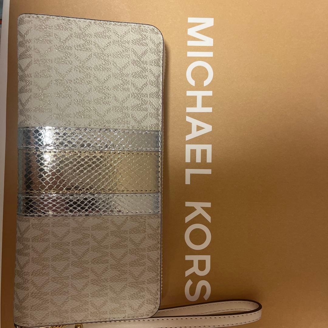 MICHAEL KORS 長財布 ホワイト/シルバー