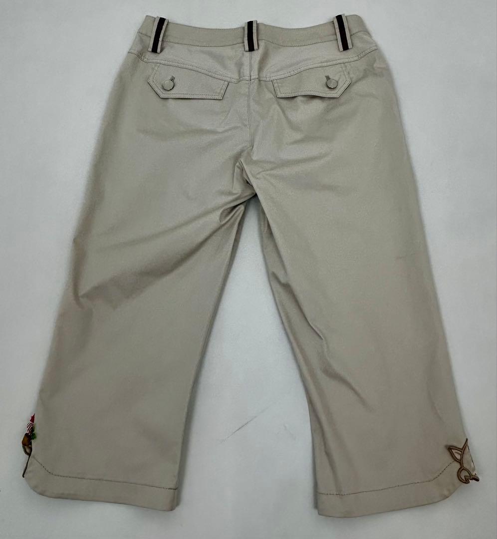 ★推薦必見【アルベロベロ】ストレッチクロプトパンツ　裾モチーフビーズ加工　M