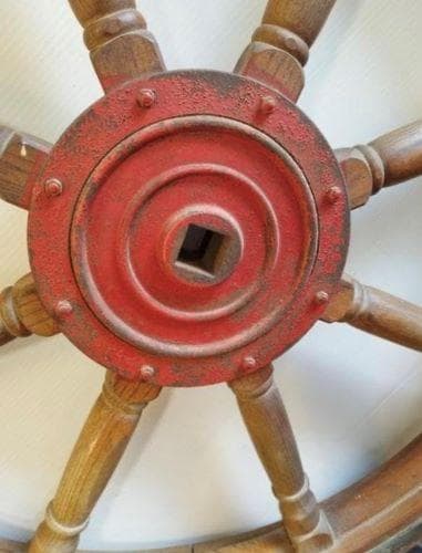 J・店【中古】ラット 船 舵 ハンドル アンティーク オブジェ 操舵輪 木製