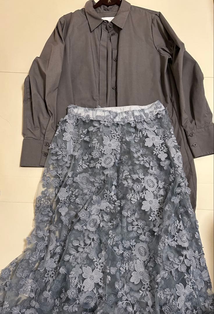 ワンピース LACE LAYERED SHIRT DRESS ameri vintage