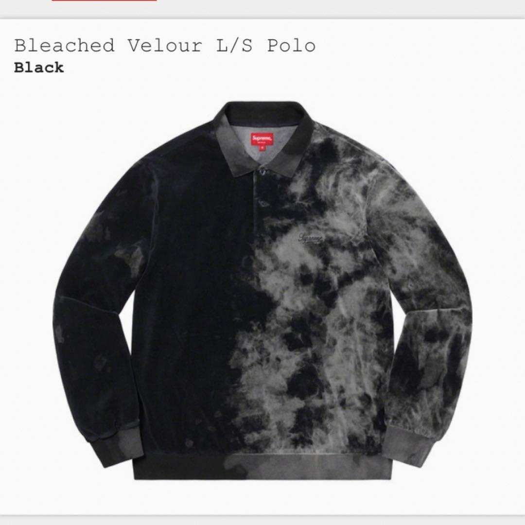 Supreme Bleached Velour L/S Polo ブラック