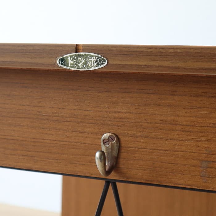 アンティーク 片袖机 レトロ 鉄脚 デスク 古家具 チーク トンボ