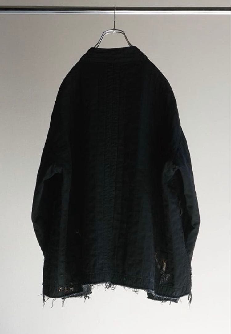 美品 ANCELLM パデッドキルティングカラーレスジャケット 黒 1