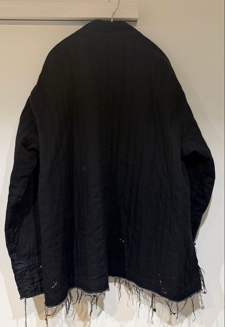 美品 ANCELLM パデッドキルティングカラーレスジャケット 黒 1