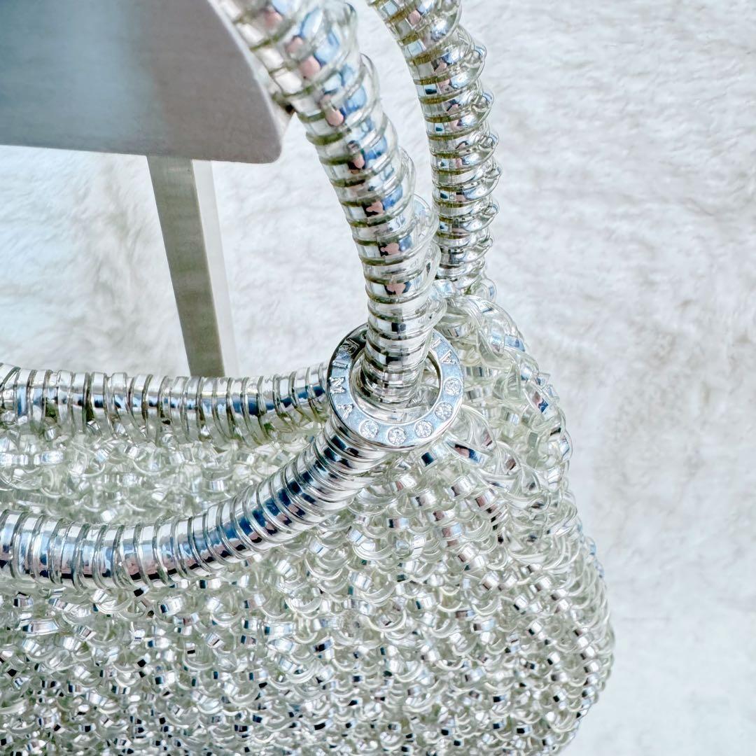 【美品】アンテプリマ ワイヤーバッグ ハンドバッグ シルバー ラウンド ミニ　銀