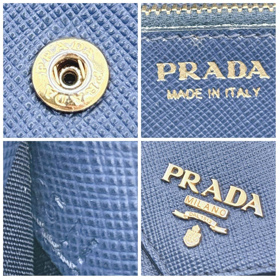 美品✨プラダ エンベロープ レター型 長財布 サフィアーノレザー ネイビー