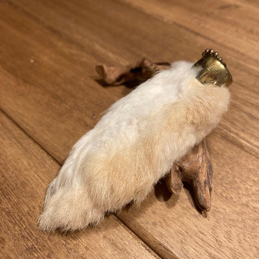 USA製 ビンテージラビットフットキーチェーン ラッキーチャーム　アメリカ　白