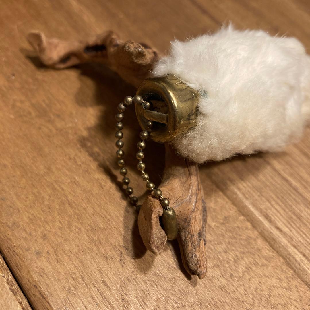 USA製 ビンテージラビットフットキーチェーン ラッキーチャーム　アメリカ　白