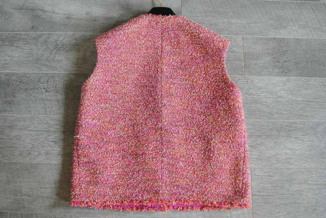 ドゥロワー ツイードジレ　DRAWER ピンクXレッド