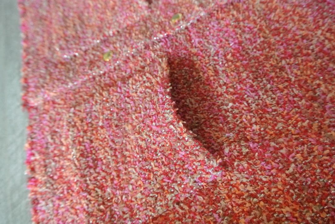 ドゥロワー ツイードジレ　DRAWER ピンクXレッド