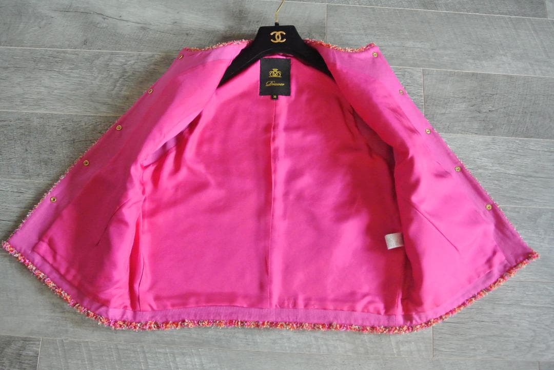 ドゥロワー ツイードジレ　DRAWER ピンクXレッド