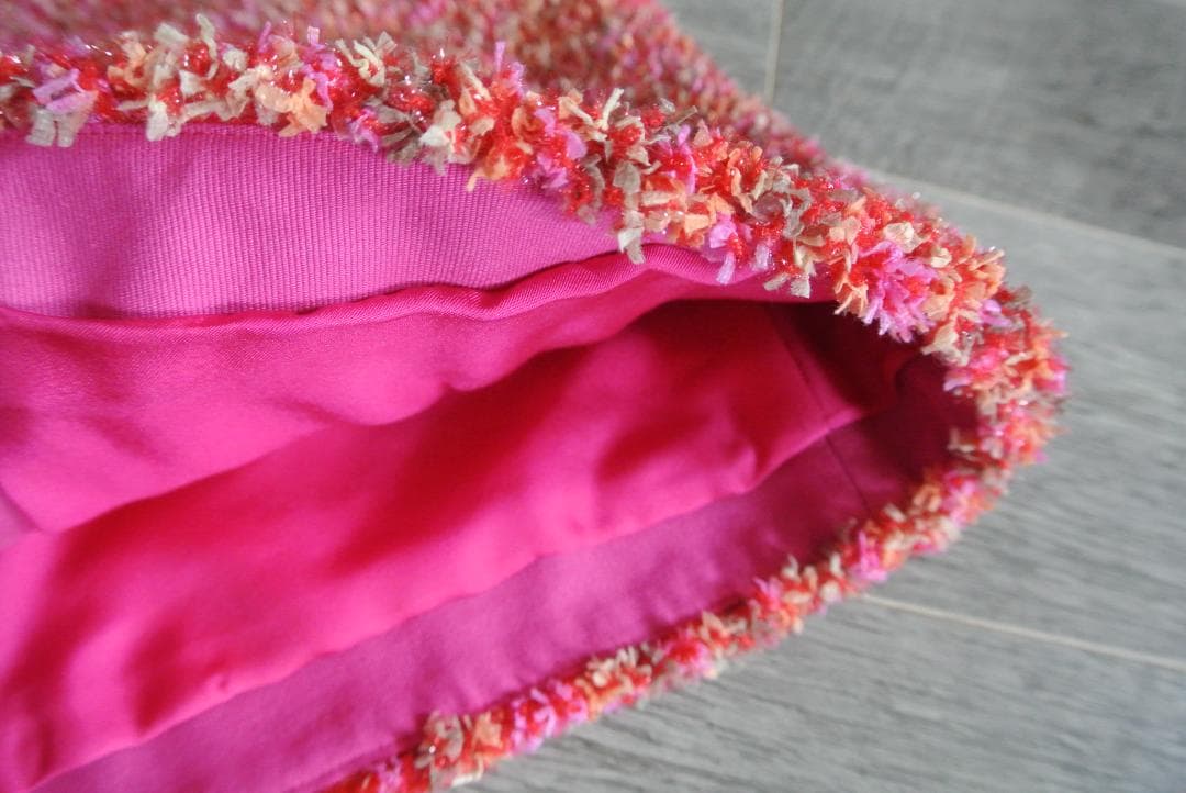 ドゥロワー ツイードジレ　DRAWER ピンクXレッド