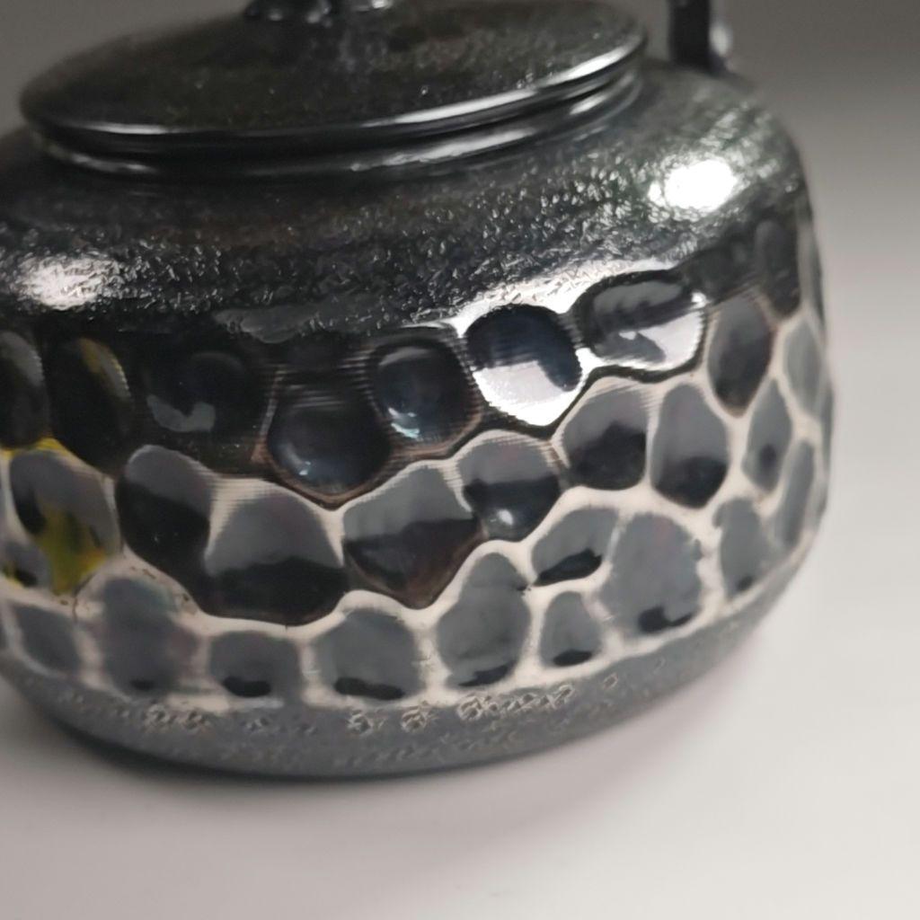 ウ302 急須『秀峯堂造　燻銀　いぶし銀　ひしぎ形　水注　薬缶』茶道具　銅製