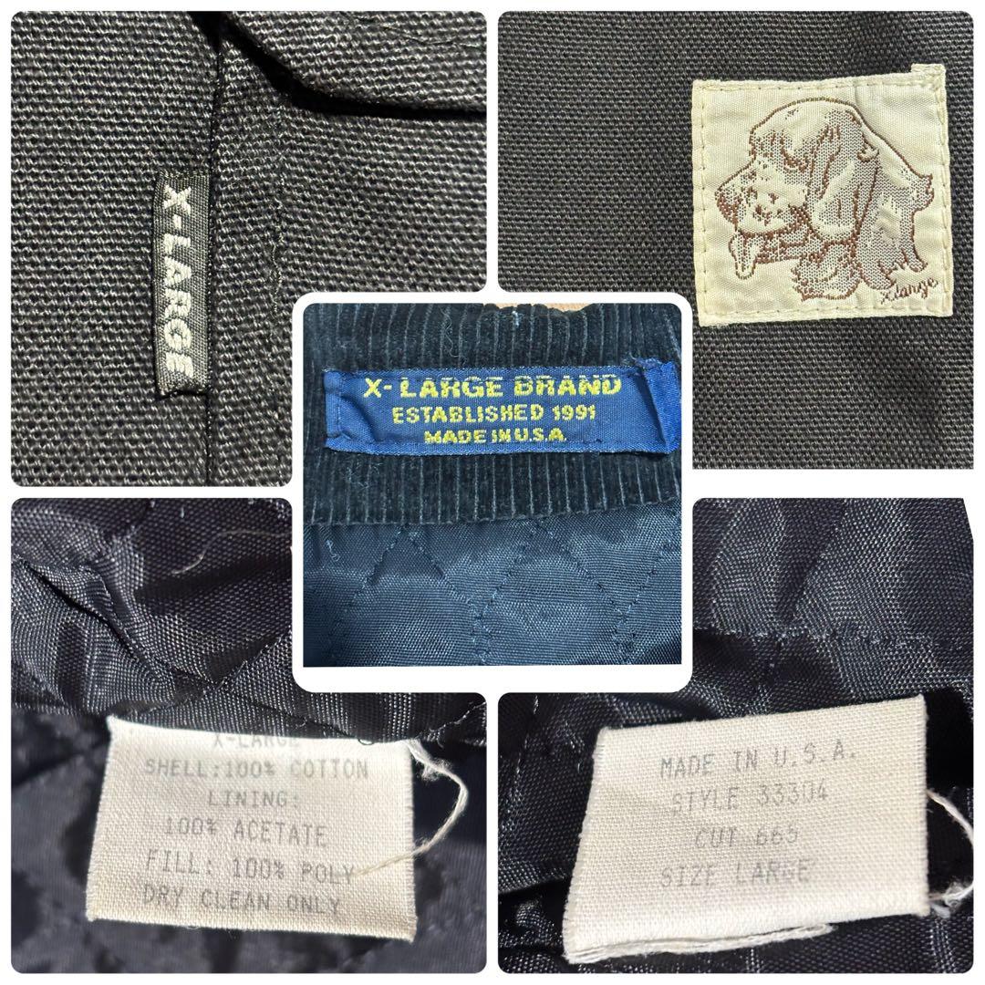 90’s XLARGE ワークジャケット USA製 犬ロゴ 黒 ブラック L