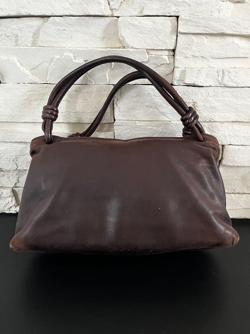 専用　ロエベ　ダークブラウン レザー ハンドバッグ
