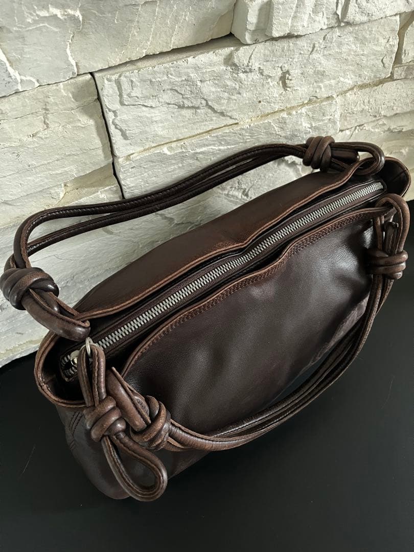 専用　ロエベ　ダークブラウン レザー ハンドバッグ