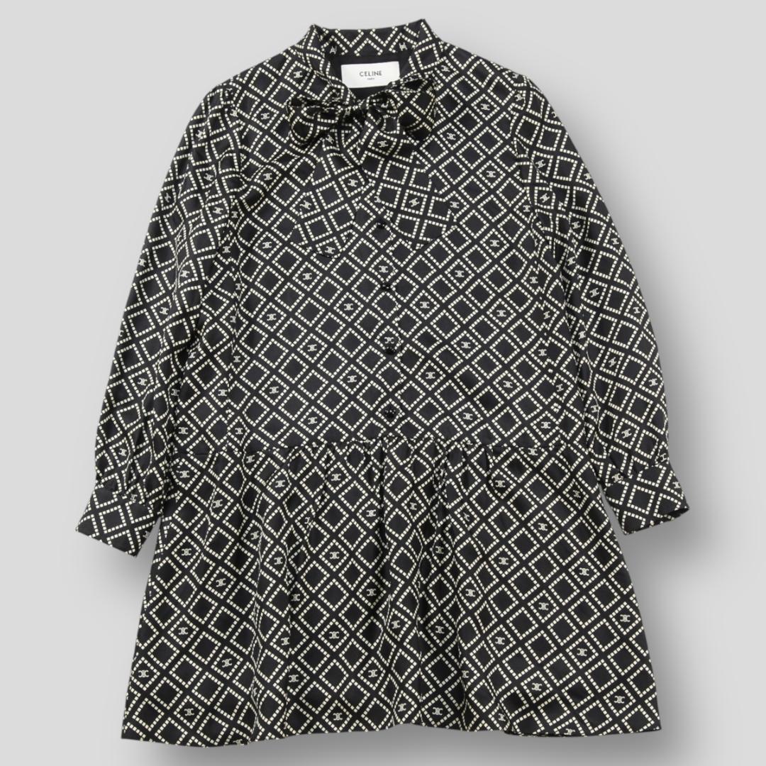 極美品 CELINE 24AW バスク ミニドレス / シルクツイル トリオンフ