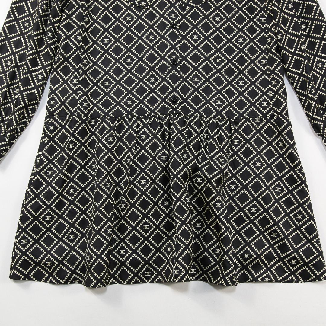 極美品 CELINE 24AW バスク ミニドレス / シルクツイル トリオンフ