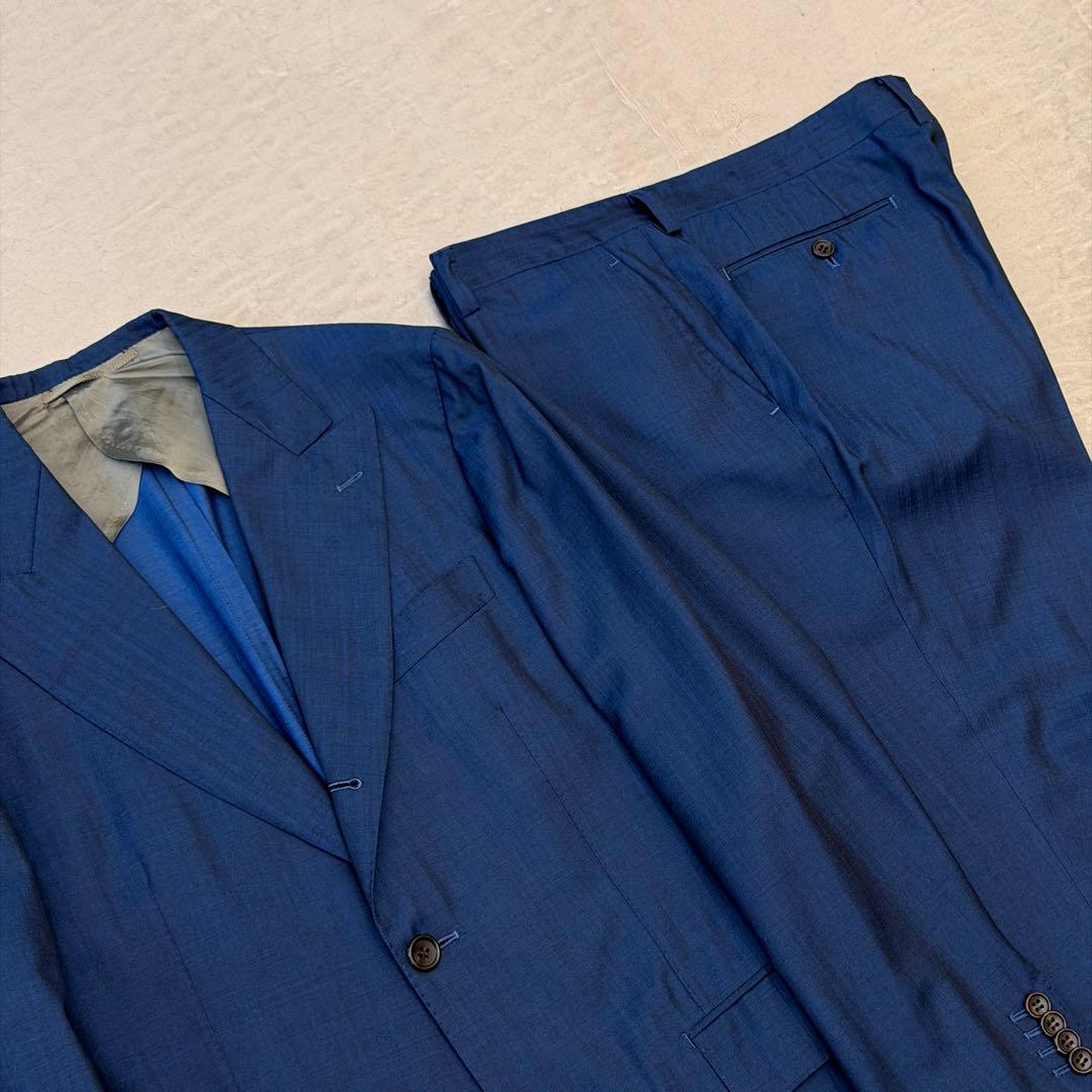 サ*ラ様 【美品】 ストラスブルゴ スーツ ウール ネイビー ヘリンボーン 48