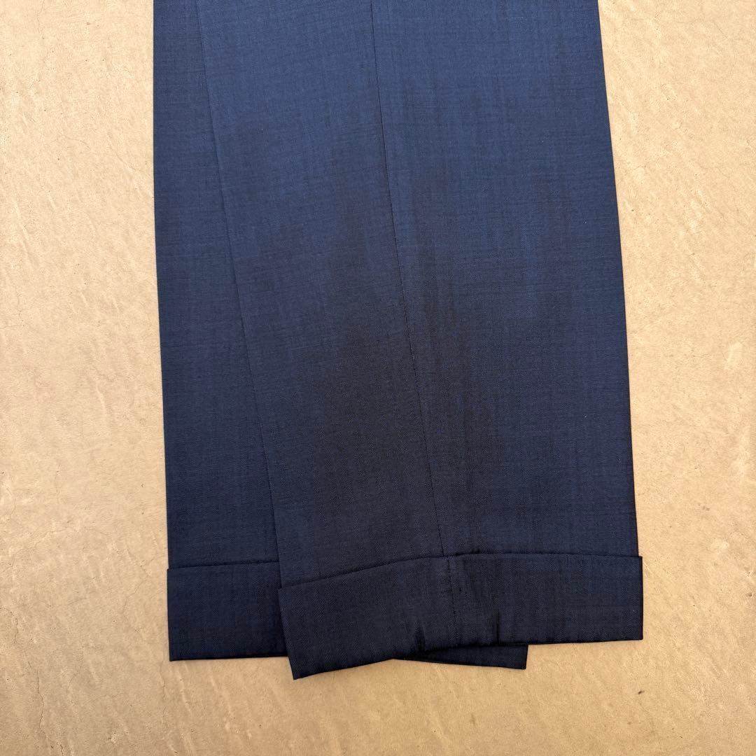 サ*ラ様 【美品】 ストラスブルゴ スーツ ウール ネイビー ヘリンボーン 48