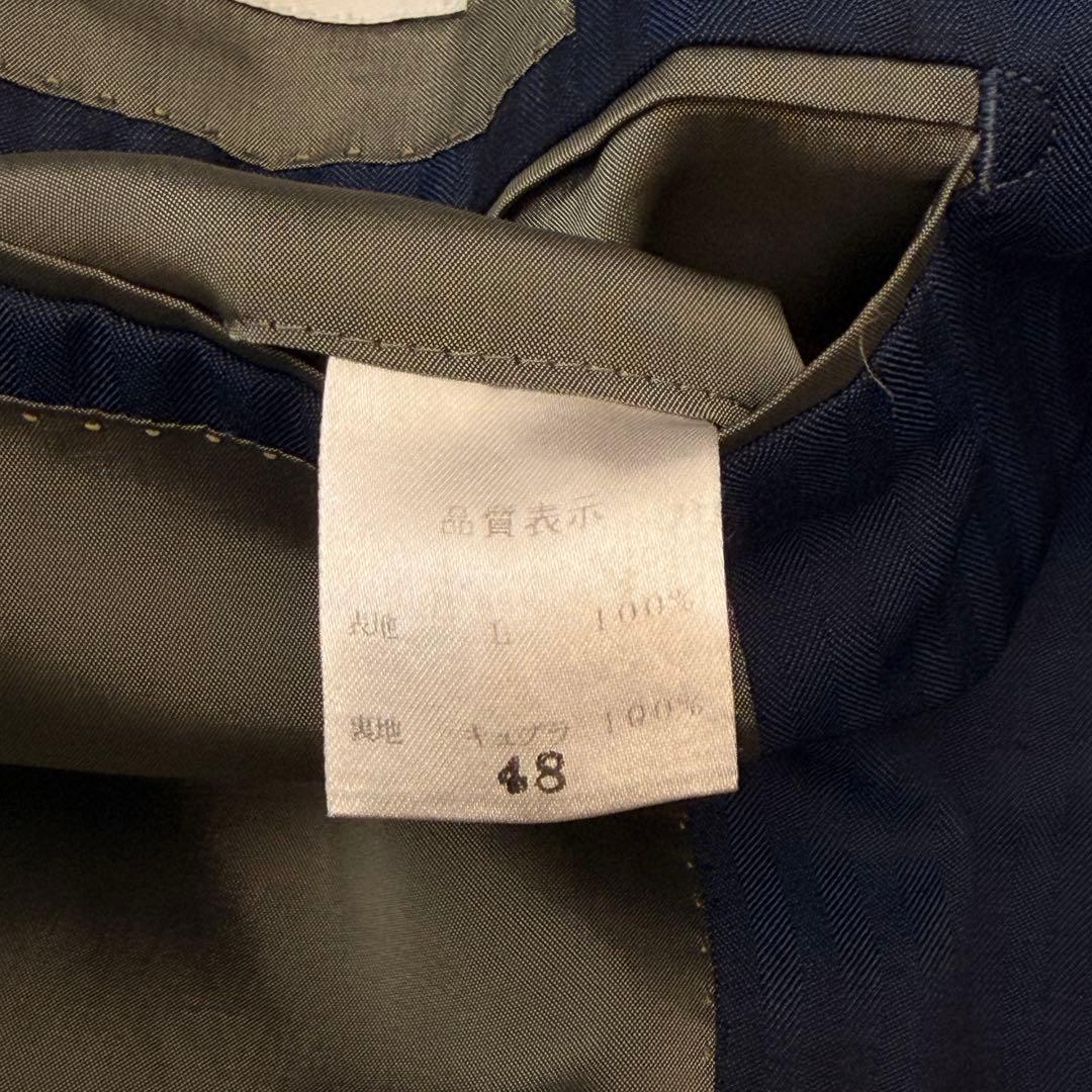 サ*ラ様 【美品】 ストラスブルゴ スーツ ウール ネイビー ヘリンボーン 48