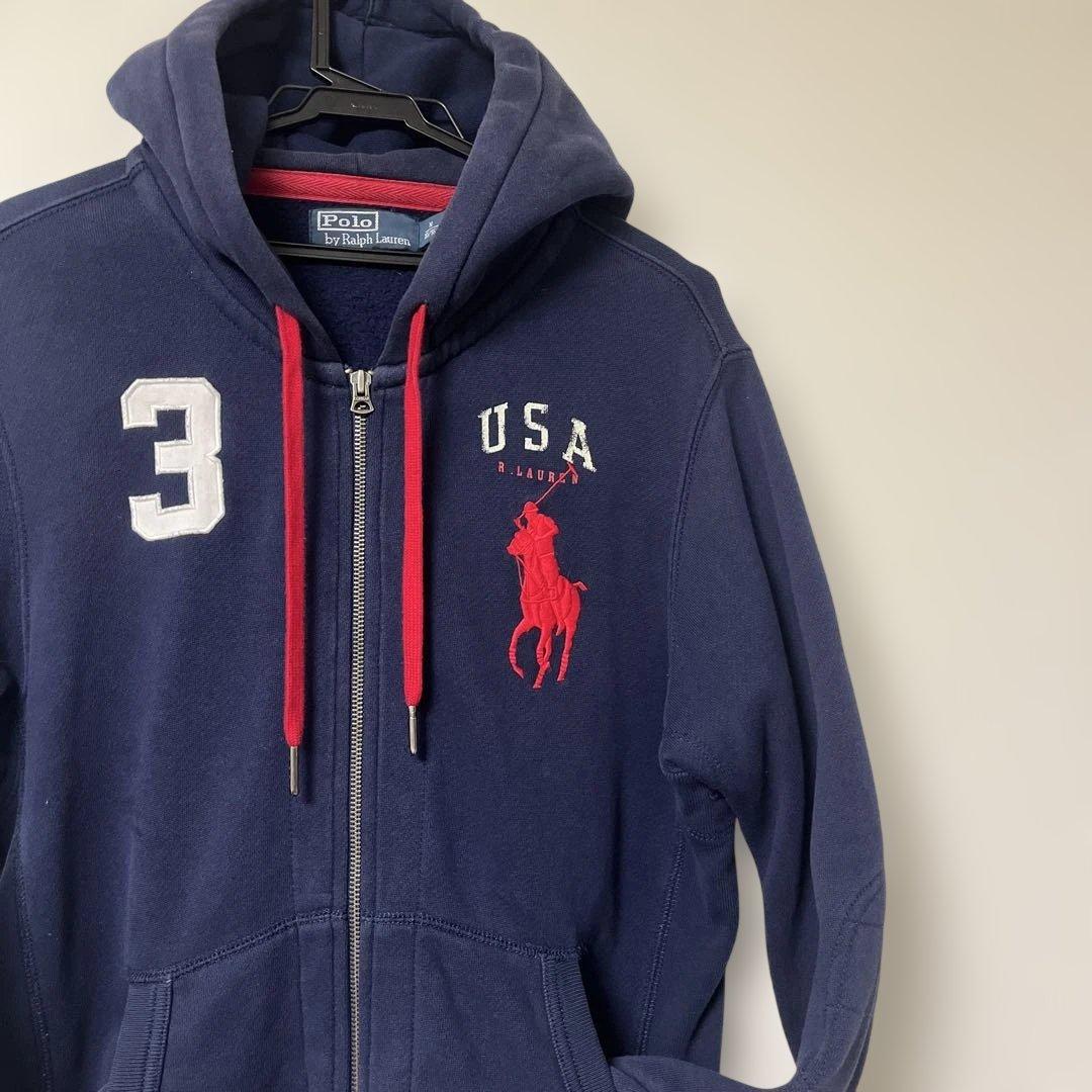⭐️90s ラルフローレン ジップアップパーカー⭐️ビックポニー 短丈