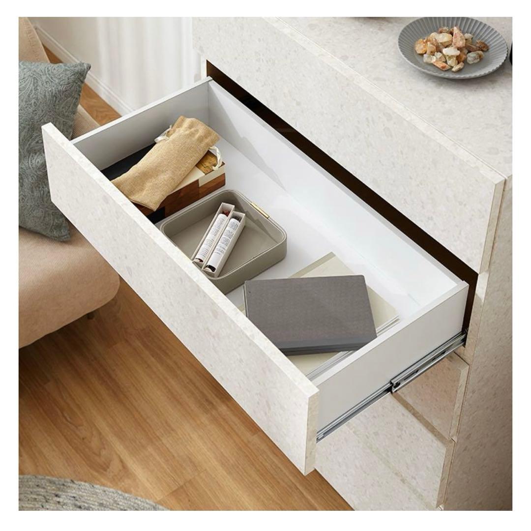 新品未使用　LOWYA テラゾーベージュ ハイチェスト 幅80cm高120cm