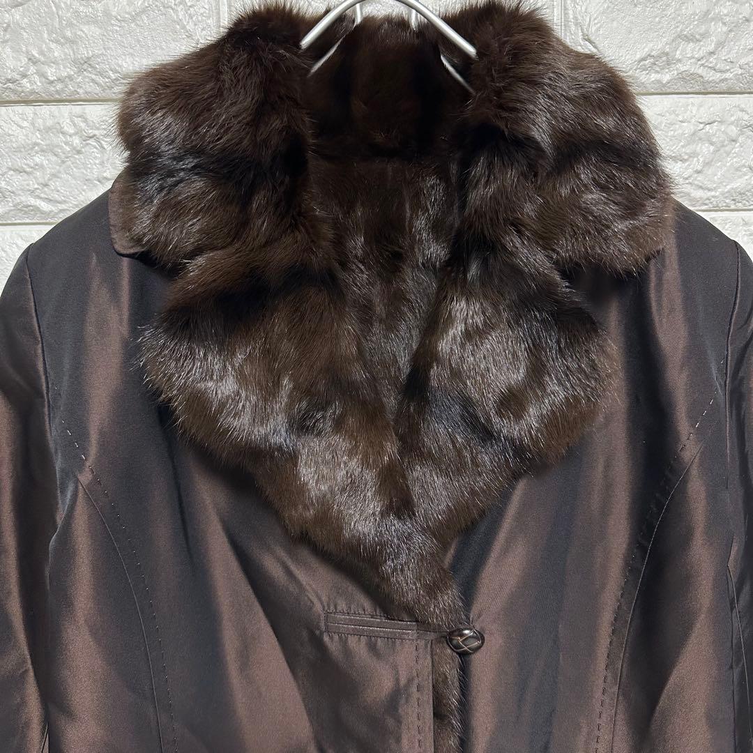 Leilian　レリアン　シルク100%　リスファー　リアルファーコート　毛皮