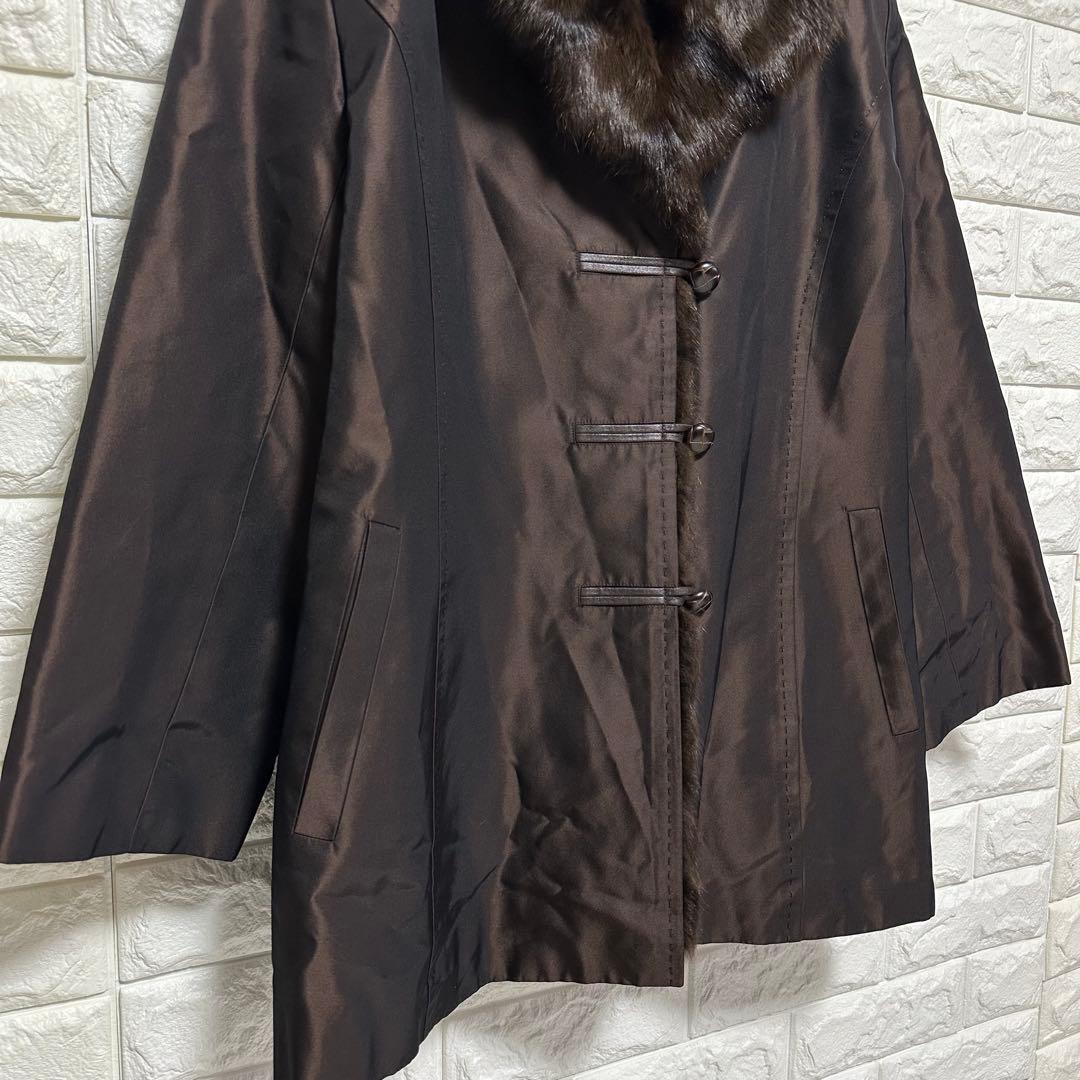 Leilian　レリアン　シルク100%　リスファー　リアルファーコート　毛皮