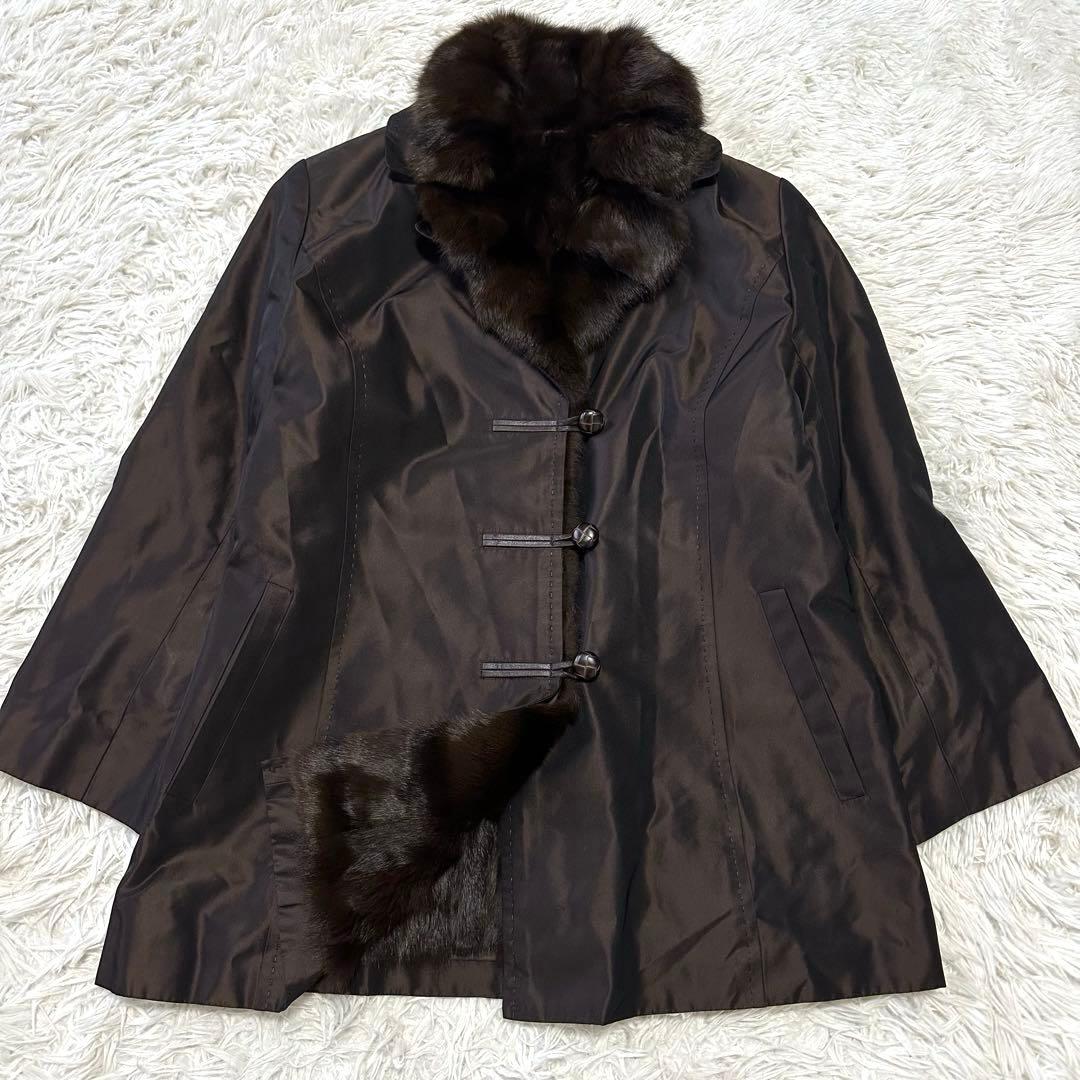 Leilian　レリアン　シルク100%　リスファー　リアルファーコート　毛皮