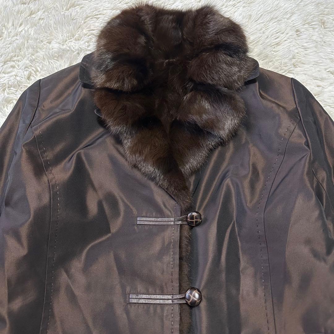 Leilian　レリアン　シルク100%　リスファー　リアルファーコート　毛皮