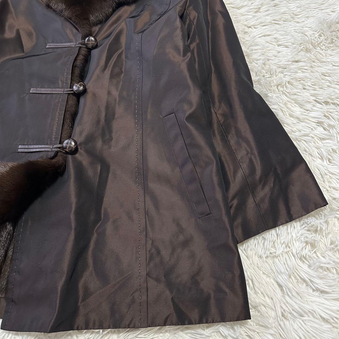 Leilian　レリアン　シルク100%　リスファー　リアルファーコート　毛皮